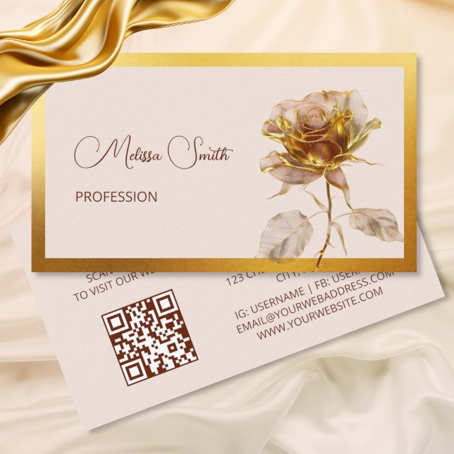 Ethereal Gold Rose Blume Visitenkarte (Von Creator hochgeladen)