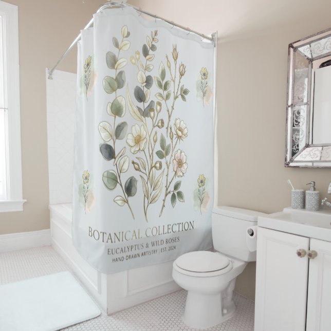 Ethereal Gold & Sage Botanische Kollektion Duschvorhang (Beispiel)