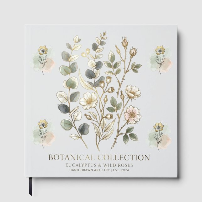 Ethereal Gold & Sage Botanische Kollektion Gästebuch (Vorderseite)