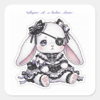Ethereal Gothic Rabbit - Sadness & Beauty Kawaii Quadratischer Aufkleber
