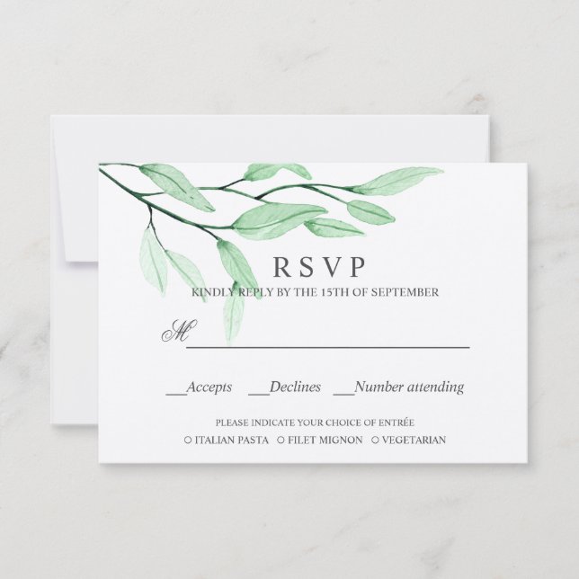 Ethereal Green | AUSWAHL DER RSVP - MAHLZEITEN (Vorderseite)