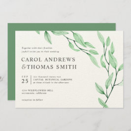 Ethereal Green | Chic Botanical Blätter Hochzeit Einladung