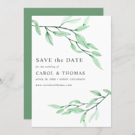 Ethereal Green | schick VERTICAL Save the Date Einladung