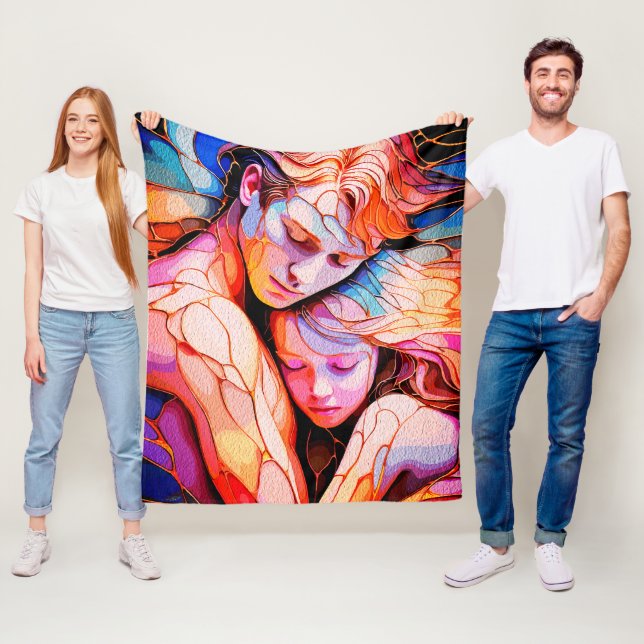 Ethereal Guardian Embrace - Fantasy Stected Glass Fleecedecke (Beispiel)