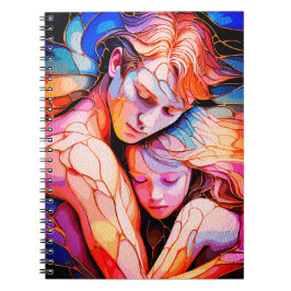 Ethereal Guardian Embrace - Fantasy Stected Glass Notizblock