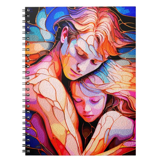 Ethereal Guardian Embrace - Fantasy Stected Glass Notizblock (Vorderseite)