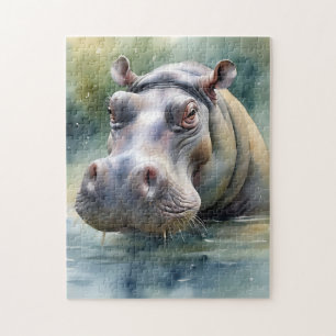 Ethereal Hippo Watercolor Puzzle
