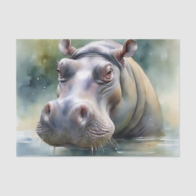 Ethereal Hippo Watercolor Seidenpapier (Vorderseite)