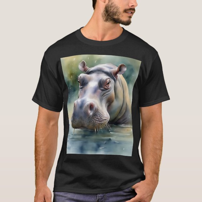 Ethereal Hippo Watercolor T-Shirt (Vorderseite)