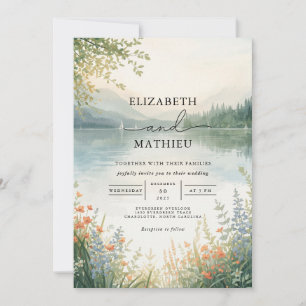 Ethereal Landschaft Wasserfarbenhochzeit Einladung