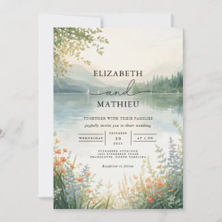 Ethereal Landschaft Wasserfarbenhochzeit Einladung