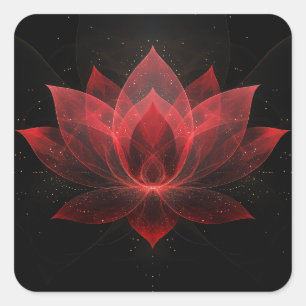 Ethereal Lotus Blume - Crimson Red Black Floral Quadratischer Aufkleber