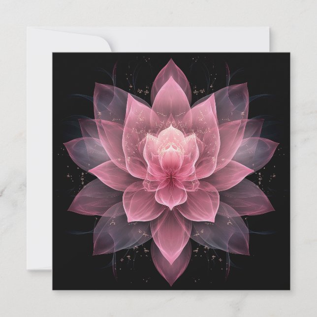 Ethereal Lotus Blume - Hellrosa Schwarze Flora Einladung (Vorderseite)