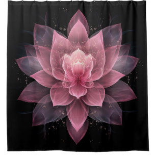 Ethereal Lotus Blume - Hellrosa Schwarzer Yoga Duschvorhang