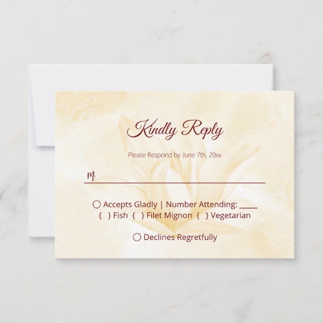 Ethereal Magnolia Blume, Hochzeit RSVP Karte (Vorderseite)