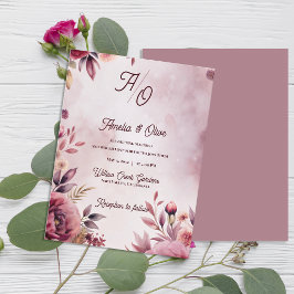 Ethereal Mauve Romantic Luxury Wedding Invitation Postkarte