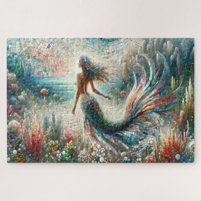 Ethereal Mermaid Mosaic Voyage Puzzle (Horizontal)