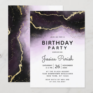 Ethereal Mist Ombre Amethyst Lila Geburtstagsparte Einladung