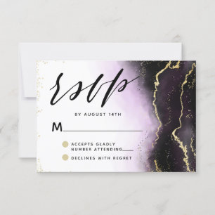 Ethereal Mist Ombre Amethyst Lila Moody Wedding RSVP Karte