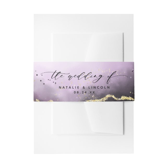 Ethereal Mist Ombre Amethyst Wedding Monogram Einladungsbanderole (Vorderseite Beispiel)