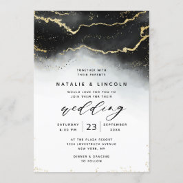 Ethereal Mist Ombre Black Watercolor Moody Wedding Einladung