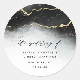 Ethereal Mist Ombre Black Watercolor Moody Wedding Runder Aufkleber