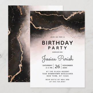 Ethereal Mist Ombre Blush Pink Geburtstagsparty Einladung