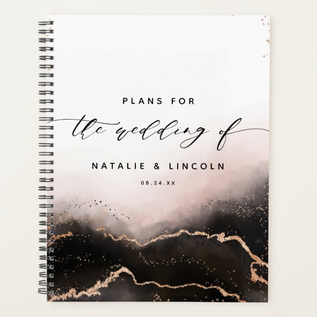 Ethereal Mist Ombre Blush Pink Moody Wedding Planer (Vorderseite)