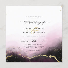 Ethereal Mist Ombre Burgundy Luxury Square Wedding Einladung