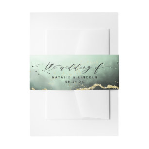 Ethereal Mist Ombre Emerald Green Wedding Monogram Einladungsbanderole