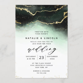 Ethereal Mist Ombre Green Watercolor Moody Wedding Einladung