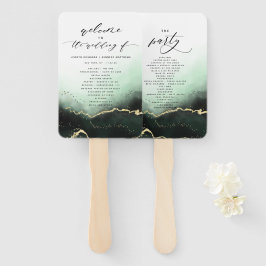 Ethereal Mist Ombre Green Wedding Zeremony Program Fächer