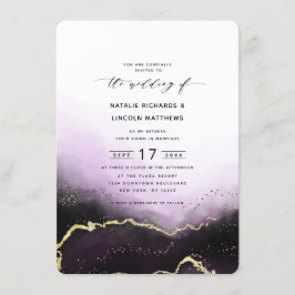 Ethereal Mist Ombre Lila Gold Trendy Wedding Einladung