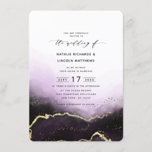 Ethereal Mist Ombre Lila Gold Trendy Wedding Einladung