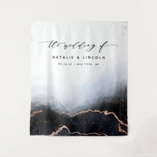 Ethereal Mist Ombre Navy Blue Foto Stand Hintergru Wandteppich