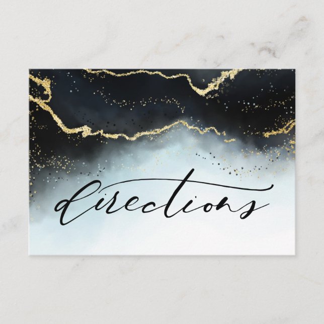 Ethereal Mist Ombre Navy Blue Wedding Richtungen Begleitkarte (Vorderseite)