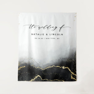 Ethereal Mist Ombre Schwarzes Foto Stand Hintergru Wandteppich