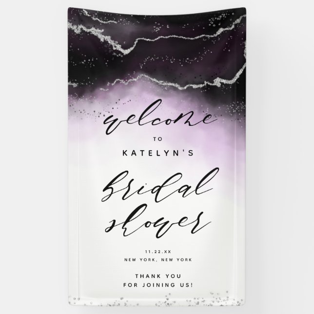 Ethereal Mist Ombre Violet Brautparty Willkommen Banner (Vertikal)