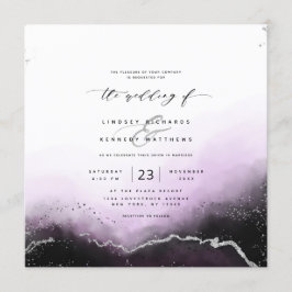 Ethereal Mist Ombre Violet Luxury Square Wedding Einladung