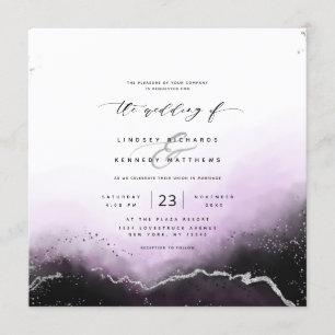 Ethereal Mist Ombre Violet Luxury Square Wedding Einladung