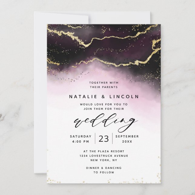 Ethereal Mist Ombre Watercolor Moody Wedding Einladung (Vorderseite)