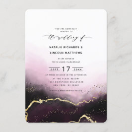 Ethereal Mist Ombre Wein Gold Foil Skript Hochzeit Einladung
