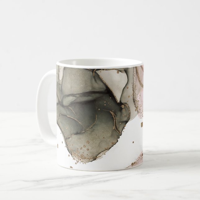Ethereal Moody Pink Black Gold Inky Fantasy Glam Kaffeetasse (Vorderseite Links)