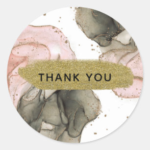 Ethereal Moody Pink Black Gold Inky Fantasy Glam Runder Aufkleber