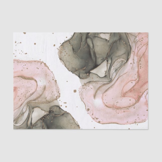 Ethereal Moody Pink Black Gold Inky Fantasy Glam Seidenpapier (Vorderseite)