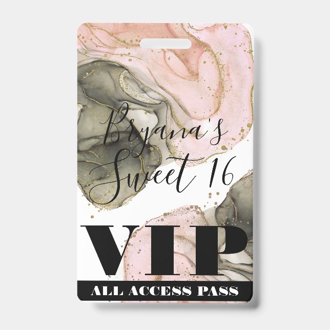 Ethereal Moody Pink Black Gold VIP Party Pass Ausweis (Vorderseite)