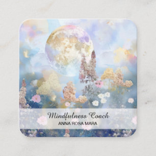 *~* Ethereal Moon Lavender Blume QR Floral AP70 Quadratische Visitenkarte