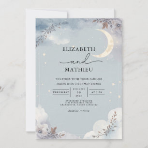 Ethereal-Moonlit-Blumenhochzeit Einladung