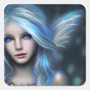 Ethereal Mystical Fairy Girl Quadratischer Aufkleber