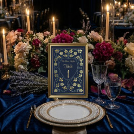 Ethereal Navy & Gold Vintage Art Nouveau Wedding Poster